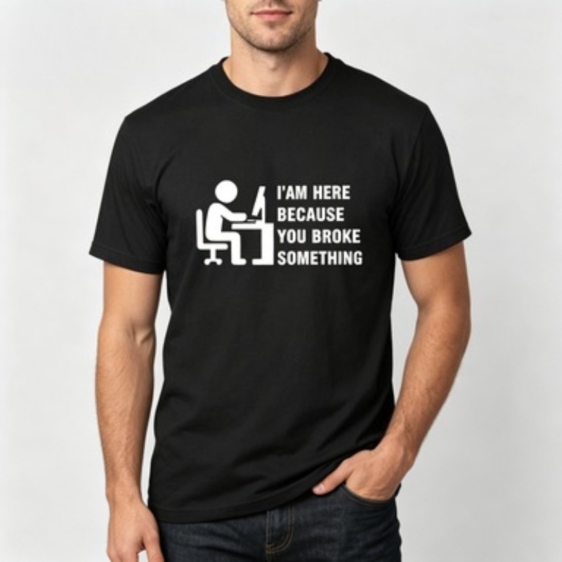 Tech Office Wear Men - Miękka bawełniana koszulka męska z humoreskowym